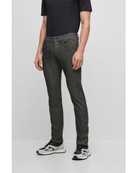 BOSS - Slim-fit Jeans In Black Performance-stretch Knitted Denim - Lyst
