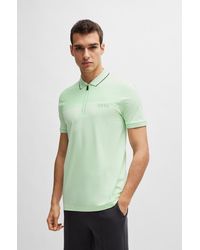 BOSS - Zip-neck Slim-fit Polo Shirt With Mesh Details - Lyst