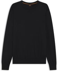 BOSS - Trui Van Gebreide Katoen Met Logostiksel - Lyst