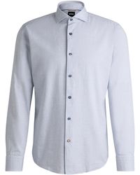 BOSS - Casual-fit Shirt In Structured Cotton With Spread Collar - Lyst