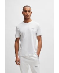 BOSS - Cotton-jersey Regular-fit T-shirt With 3d Mesh Logo - Lyst