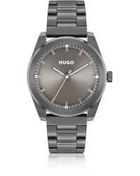 HUGO - Uhr mit Gliederarmband und gebürstetem, grauem Zifferblatt - Lyst