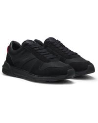HUGO - Monogram-Jacquard Sneakers With Faux-Suede Trim - Lyst
