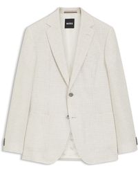 BOSS - Slim-Fit Geruite Blazer Van Linnen, Katoen En Zijde - Lyst