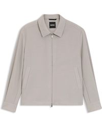 BOSS - Relaxed-Fit Jacke Aus Gemusterter Schurwolle Mit Reißverschluss - Lyst