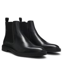BOSS - Botines De Estilo Chelsea De Piel Pulida Con Puntadas Características - Lyst