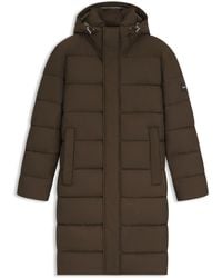 BOSS - Lange Waterafstotende Gewatteerde Jas Met Capuchon - Lyst