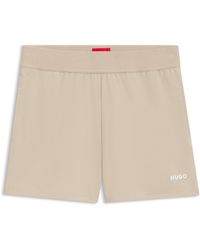 HUGO - Relaxed-Fit Short Van Stretchjersey Met Logoprint - Lyst