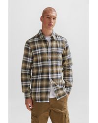 BOSS - Regular-fit Shirt In Checked Cotton Flannel - Lyst