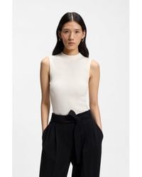 BOSS - Ribbed-Knit Top With Mock Neckline - Lyst