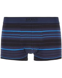 BOSS Straight-cut Trunks In A Cotton Blend - Blue