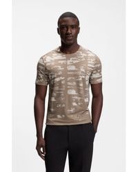 BOSS - Active Slim-Fit T-Shirt With Jacquard Pattern - Lyst