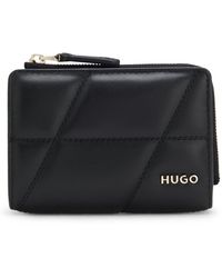 HUGO - Quilted Wallet With Metal Logo Lettering - Lyst