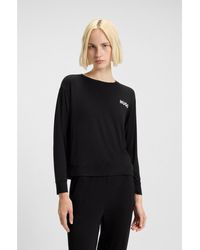 HUGO - Relaxed-Fit Stretch-Jersey Pyjama Top With Logo Print - Lyst
