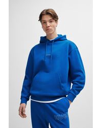 HUGO - Cotton-terry Hoodie With Outline Logos - Lyst