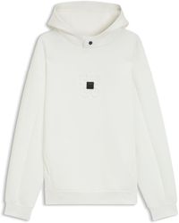 HUGO - Hoodie Van Een Interlocked Katoenmix Met Tweedelige Logo's - Lyst