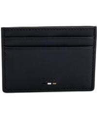 BOSS - Faux-leather Card Holder With Signature Stripe - Lyst