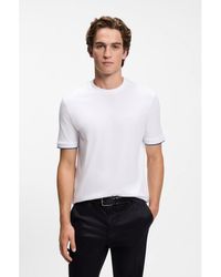 BOSS - Cotton T-Shirt With Tipped Sleeve Cuffs - Lyst