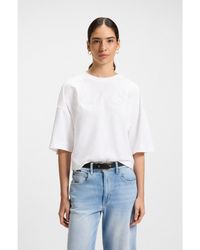 BOSS - Cotton T-Shirt With Embroidered Details - Lyst