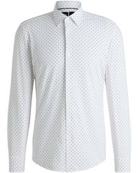 BOSS - Slim-Fit Hemd Aus Elastischem Performance-Stretch-Gewebe Mit Geometrischem Print - Lyst