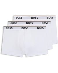 BOSS - Lot de trois boxers courts en coton stretch ornés de logos à la taille - Lyst