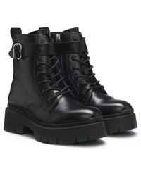 HUGO - Bottines En Similicuir Avec Bride À Boucle - Lyst