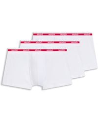 HUGO - Three-Pack Of Stretch-Cotton Trunks With Logo Waistbands - Lyst