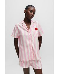 HUGO - Patterned Pyjama Shirt With Red Logo Label - Lyst