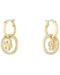 BOSS - Tone Earrings With Double B Monogram Charm - Lyst