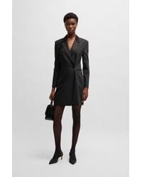 BOSS - Tuxedo-style Dress With Wrap Front - Lyst