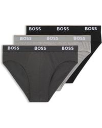 BOSS - Lot De Trois Slips En Coton Stretch Avec Logos À La Taille - Lyst