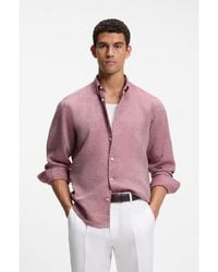 BOSS - Regular-Fit Linen Shirt With Button-Down Collar - Lyst