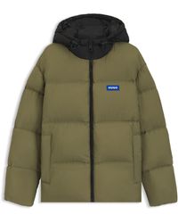HUGO - Relaxed-Fit Jas Met Capuchon Van Waterafstotend Materiaal - Lyst
