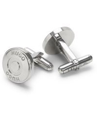 HUGO - Round Cufflinks With Logo - Lyst