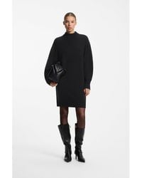 HUGO - Oversized-Fit Knitted Dress With Mock Neckline - Lyst
