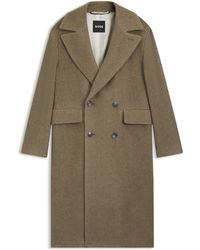 BOSS - Double-Breasted Mantel Van Een Alpacamix Met Visgraatpatroon - Lyst