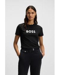 BOSS - Cotton-Jersey T-Shirt With Contrast Logo - Lyst