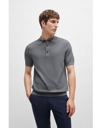 BOSS - Regular-fit Polo Sweater With Mixed Structures - Lyst