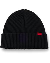 HUGO - Mütze Aus Schurwolle Mit Logo-Label - Lyst