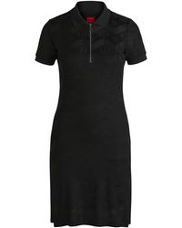 HUGO - Kleid Aus Jacquard-Strick Mit Logo-Reißverschlussleiste - Lyst
