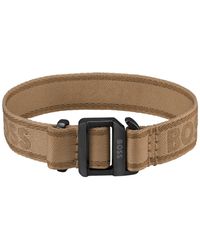 BOSS - Camel-Coloured Woven Logo-Strap Cuff With Adjustable Buckle - Lyst