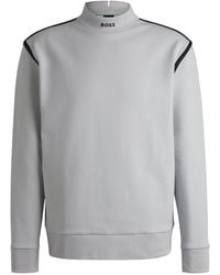 BOSS - Sweatshirt Van Een Katoenmix Met Hoge Halslijn Met Merkaccent - Lyst
