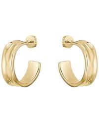 BOSS - Tone Hoop Earrings With Ripple Design - Lyst