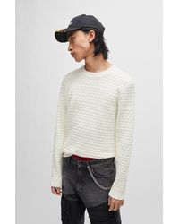HUGO - Relaxed-fit Pure-cotton Sweater With 3d Knitted Pattern - Lyst
