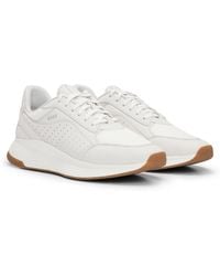 BOSS - Ttnm Evo Leather Lace-up Trainers With Mesh Trims - Lyst