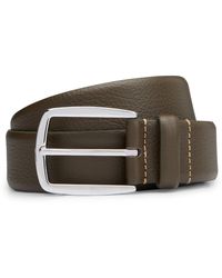 BOSS - Leather Belt With Contrast Stitch Detailing - Lyst
