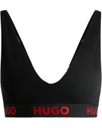 HUGO - Stretch-cotton Triangle Bra With Repeat Logos - Lyst