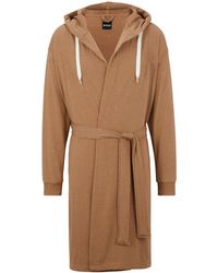 BOSS - Ochtendjas Met Capuchon En Logoprints Op De Mouwen - Lyst