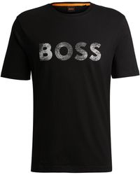 BOSS - T-Shirt aus Baumwoll-Jersey mit Logo-Print - Lyst