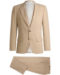 HUGO - Slim-Fit Driedelig Pak Van Stretchmateriaal Met Mohaireffect - Lyst